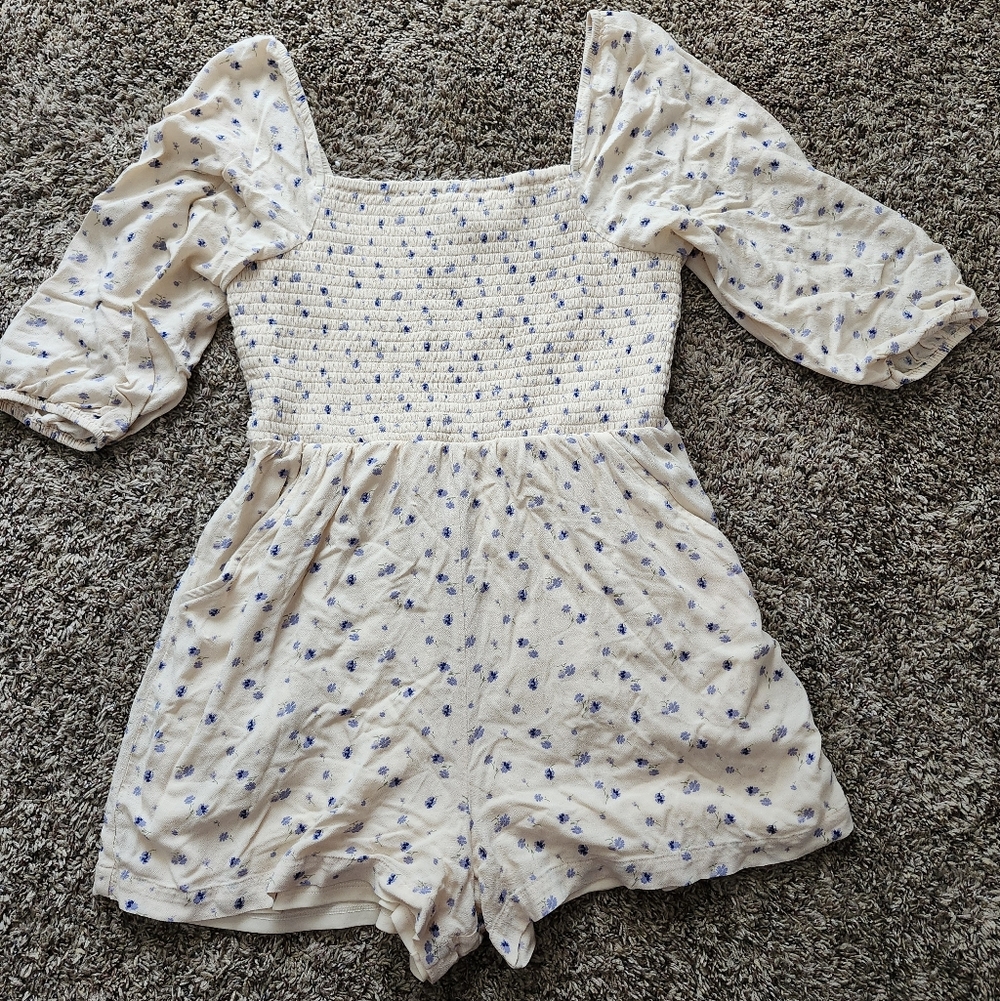 Floral American Eagle Romper Small